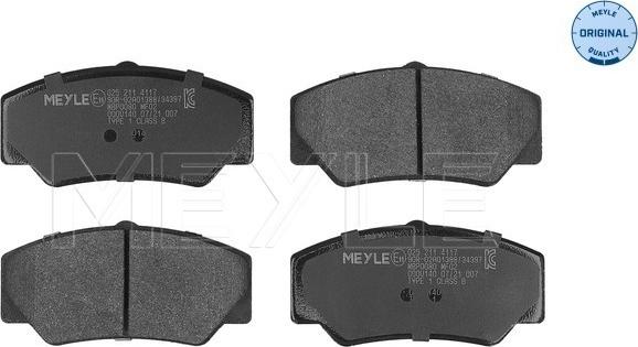 Meyle 025 211 4117 - Тормозные колодки, дисковые, комплект avtokuzovplus.com.ua
