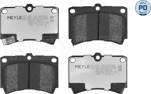 Meyle 025 216 5415/PD - Тормозные колодки, дисковые, комплект autodnr.net