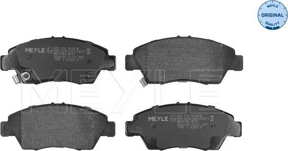Meyle 025 216 9416/W - Тормозные колодки, дисковые, комплект avtokuzovplus.com.ua