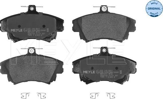 Meyle 025 219 8317 - Тормозные колодки, дисковые, комплект avtokuzovplus.com.ua