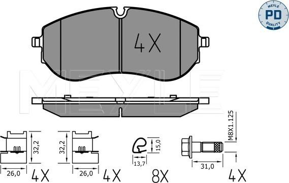 Meyle 025 224 9320/PD - Тормозные колодки, дисковые, комплект avtokuzovplus.com.ua