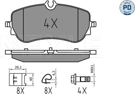 Meyle 025 228 0219/PD - Гальмівні колодки, дискові гальма autocars.com.ua