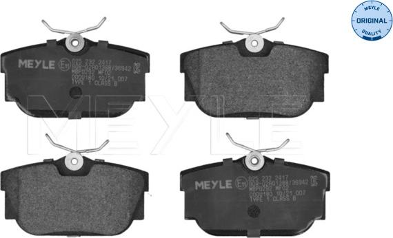 Meyle 025 232 2417 - Тормозные колодки, дисковые, комплект avtokuzovplus.com.ua