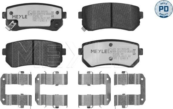 Meyle 025 243 2015/PD - Тормозные колодки, дисковые, комплект autodnr.net