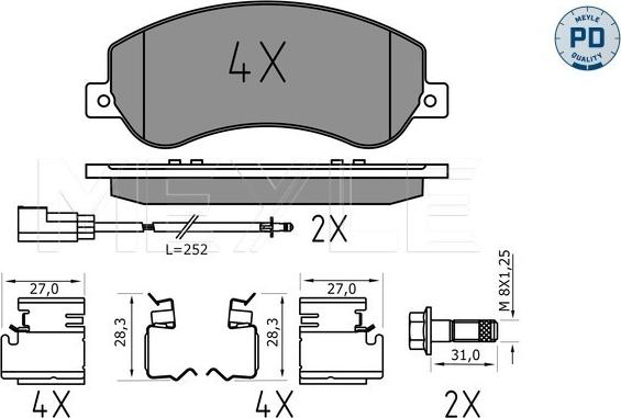 Meyle 025 244 8419/PD - Гальмівні колодки, дискові гальма autocars.com.ua