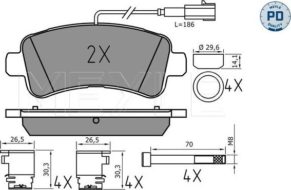 Meyle 025 259 8721/PD - Тормозные колодки, дисковые, комплект autodnr.net