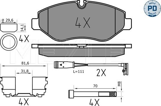 Meyle 025 291 9220/PD - Тормозные колодки, дисковые, комплект avtokuzovplus.com.ua