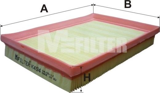 Mfilter K 494 - Повітряний фільтр autocars.com.ua