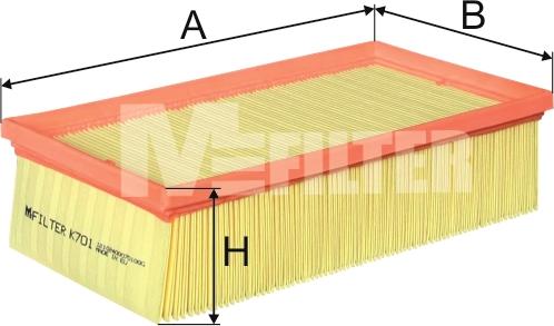 Mfilter K 701 - Повітряний фільтр autocars.com.ua