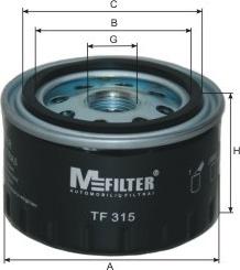 Mfilter TF 315 - Фільтр масляний двигуна DACIA. RENAULT вир-во M-Filter autocars.com.ua