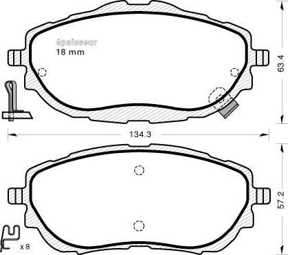 Sangsin Brake GP1700 - Гальмівні колодки, дискові гальма autocars.com.ua