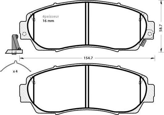 MGA 1304 - Гальмівні колодки, дискові гальма autocars.com.ua