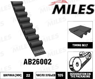 Miles AB26002 - Зубчатый ремень ГРМ avtokuzovplus.com.ua