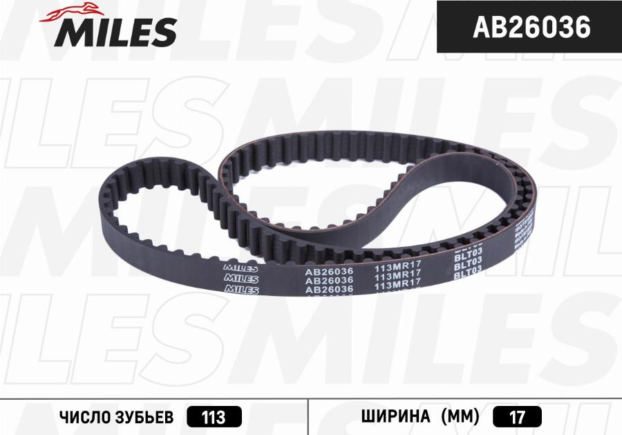 Miles ab26036 - Зубчатый ремень ГРМ autodnr.net