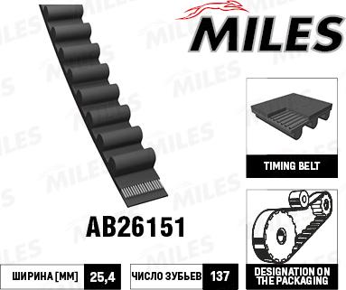 Miles AB26151 - Зубчатый ремень ГРМ avtokuzovplus.com.ua