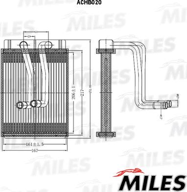 Miles ACHB020 - Радиатор отопителя HYUNDAI SANTA FE 2.0-2.4-2.5-2.7 98- autodnr.net