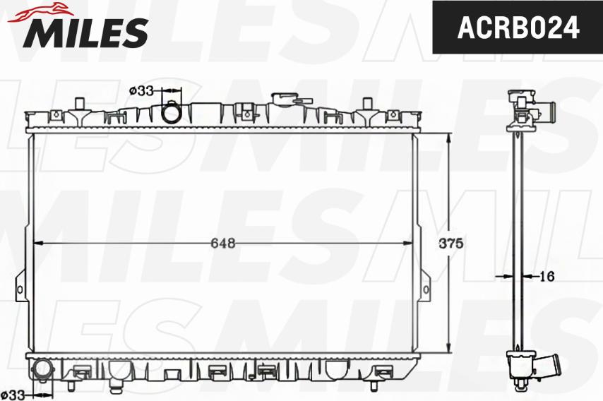 Miles ACRB024 - Радіатор, охолодження двигуна autocars.com.ua