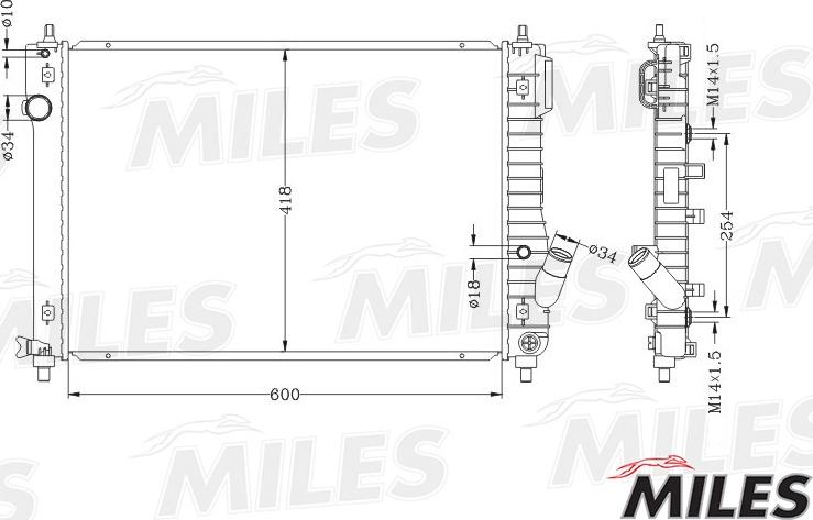 Miles ACRB028 - Радіатор, охолодження двигуна autocars.com.ua