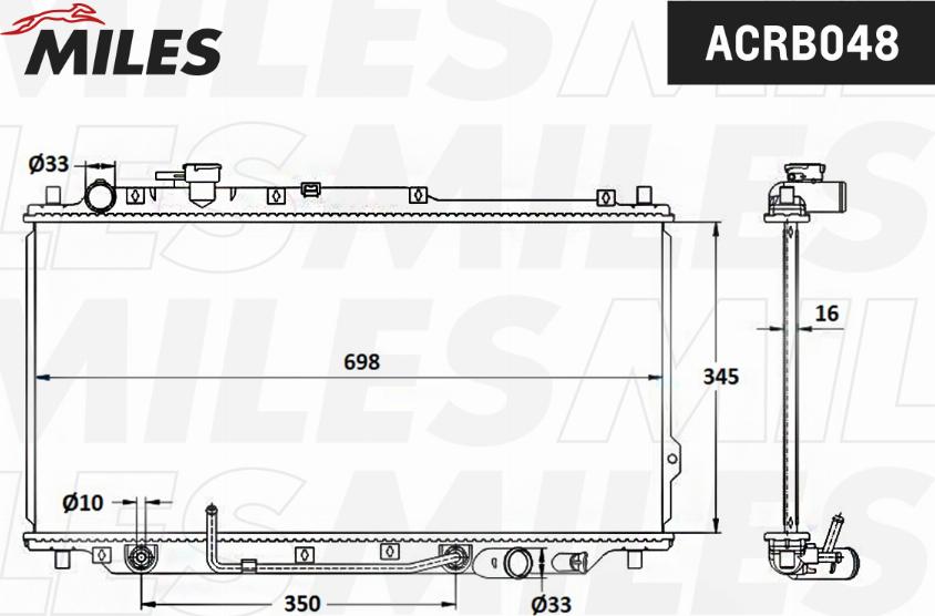 Miles ACRB048 - Радіатор, охолодження двигуна autocars.com.ua