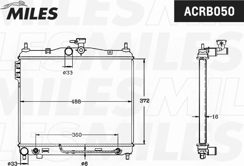 Miles ACRB050 - Радиатор, охлаждение двигателя avtokuzovplus.com.ua