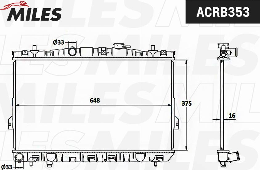 Miles ACRB353 - Радіатор, охолодження двигуна autocars.com.ua