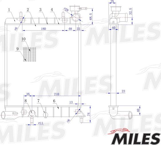 Miles ACRM007 - Радиатор HYUNDAI ACCENT 1.5-1.6 00- autodnr.net