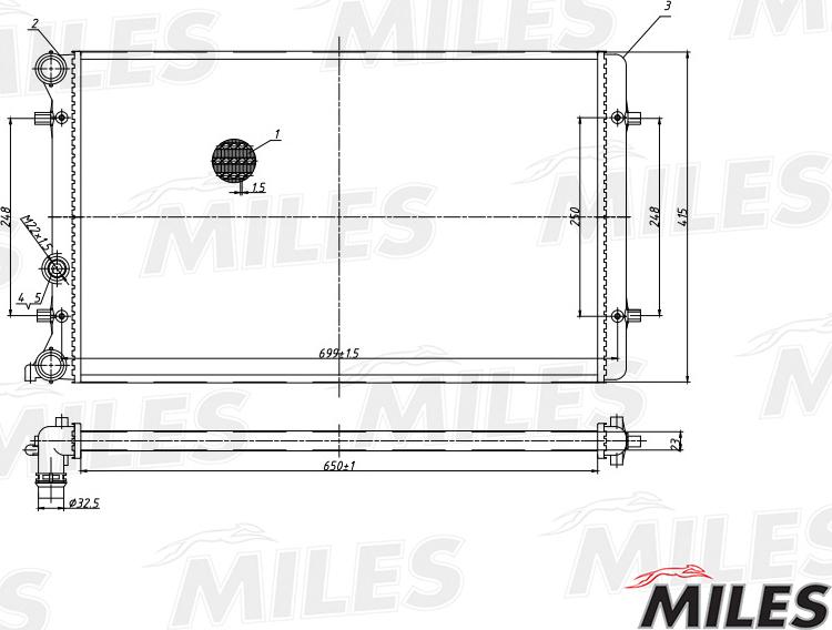 Miles ACRM016 - Радіатор, охолодження двигуна autocars.com.ua