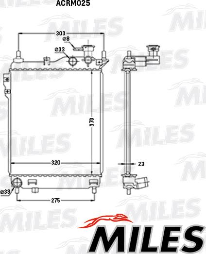 Miles ACRM025 - Радіатор, охолодження двигуна autocars.com.ua