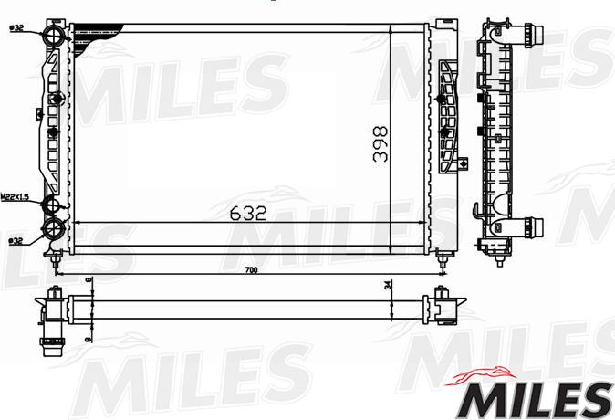 Miles ACRM056 - Радіатор, охолодження двигуна autocars.com.ua