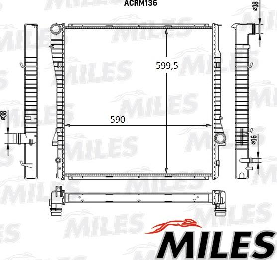 Miles ACRM136 - Радіатор, охолодження двигуна autocars.com.ua