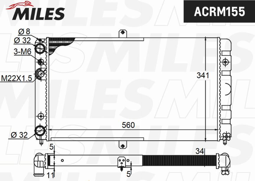 Miles ACRM155 - Радиатор, охлаждение двигателя avtokuzovplus.com.ua