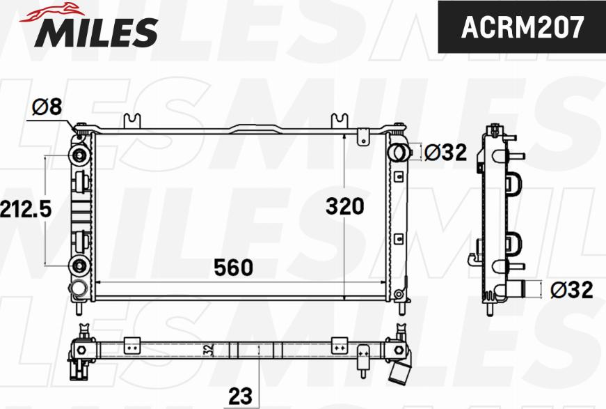 Miles ACRM207 - Радіатор, охолодження двигуна autocars.com.ua