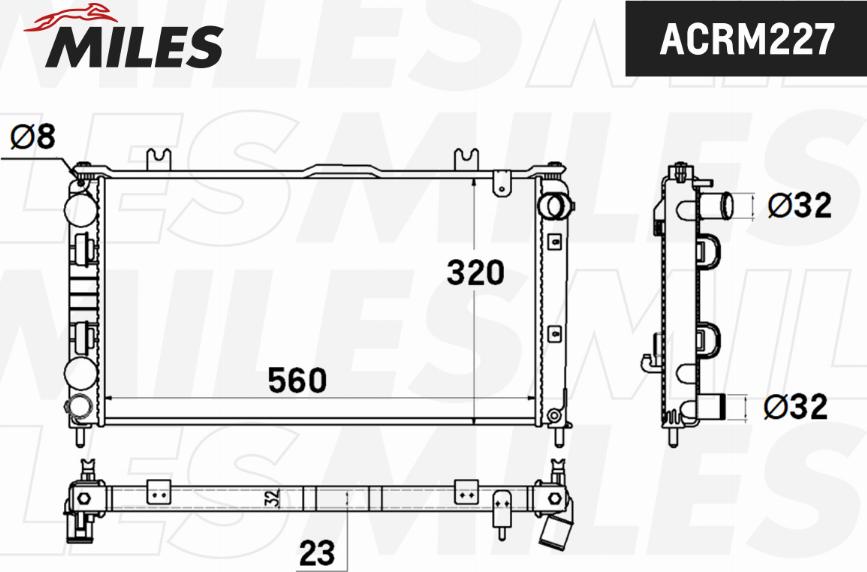 Miles ACRM227 - Радіатор, охолодження двигуна autocars.com.ua
