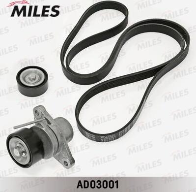 Miles AD03001 - Комплект ремня приводного RENAULT LOGAN 1.6i 10- c ГУР и конд. autodnr.net