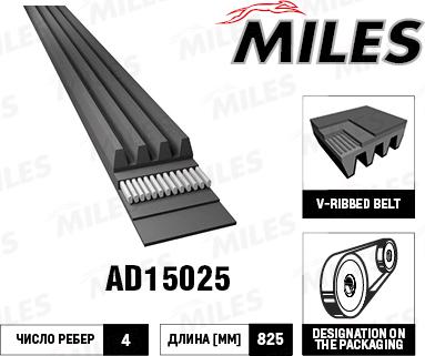 Miles AD15025 - Поликлиновой ремінь autocars.com.ua