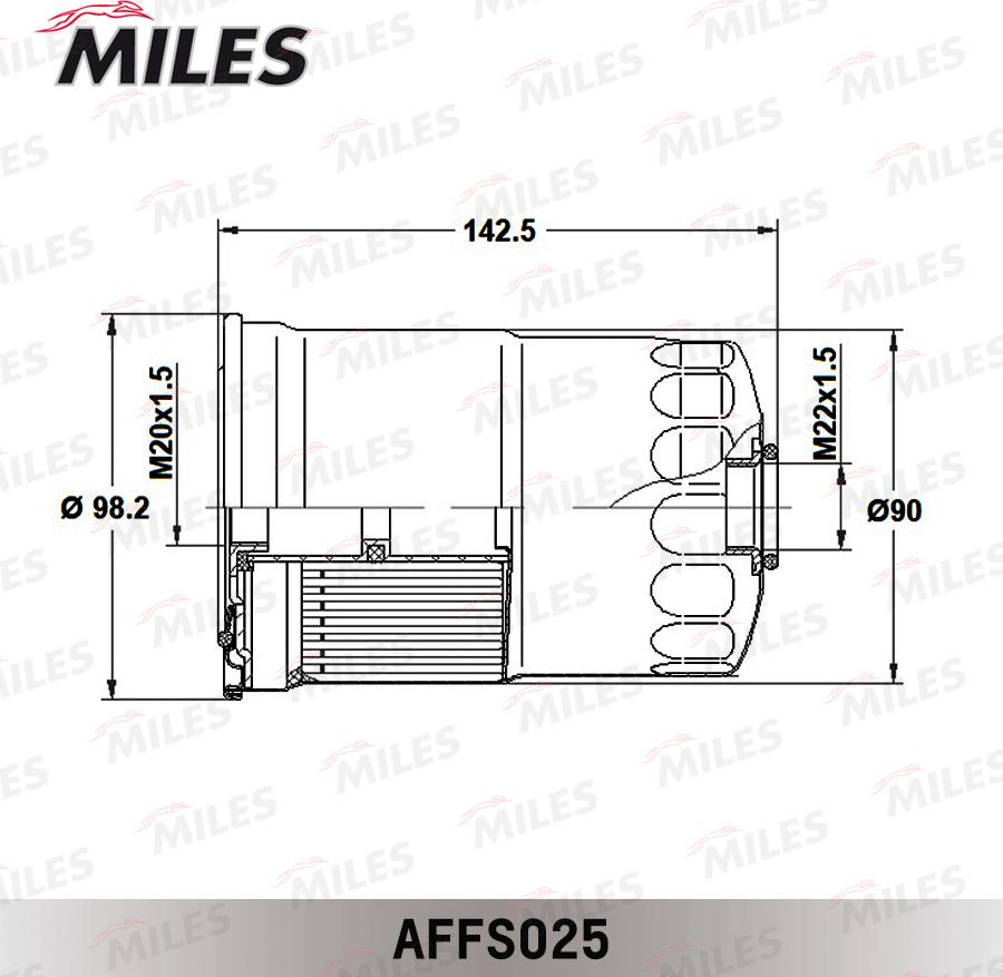 Miles AFFS025 - Паливний фільтр autocars.com.ua