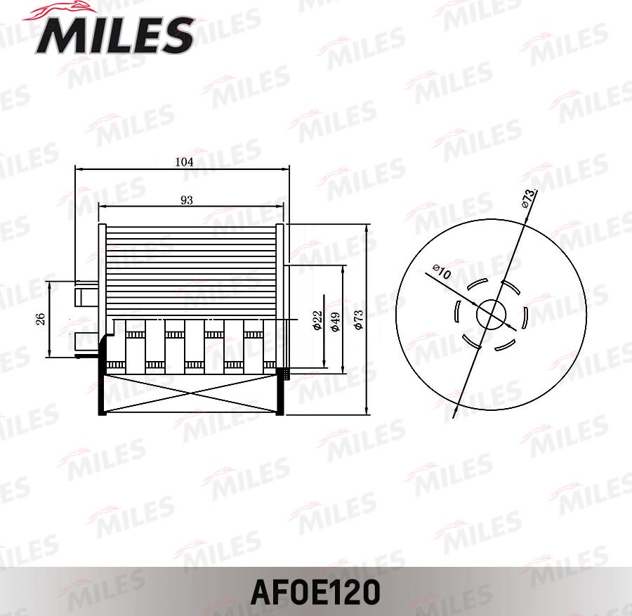 Miles AFOE120 - Масляний фільтр autocars.com.ua