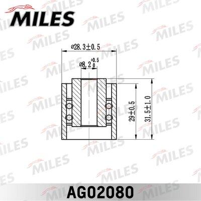 Miles AG02080 - Паразитний / Провідний ролик, зубчастий ремінь autocars.com.ua