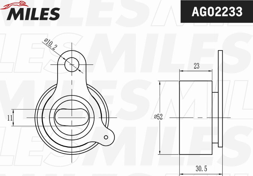 Miles AG02233 - Натяжна ролик, ремінь ГРМ autocars.com.ua