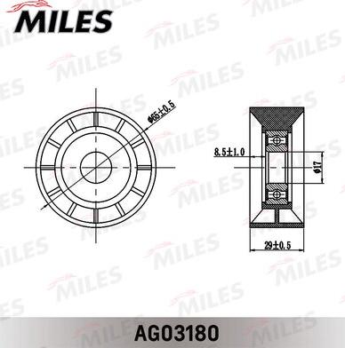Miles AG03180 - Натягувач ременя, клинові зуб. autocars.com.ua