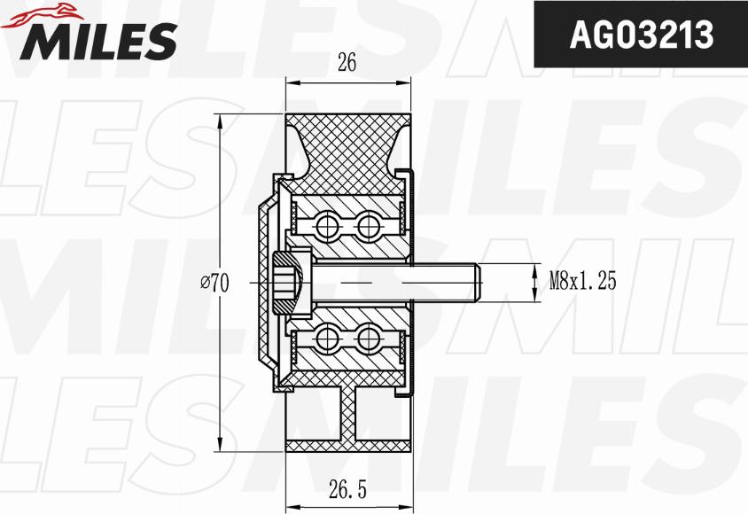 Miles AG03213 - Паразитний / провідний ролик, поліклиновий ремінь autocars.com.ua