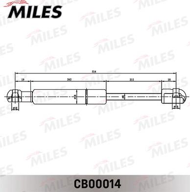 Miles CB00014 - Газовая пружина, упор avtokuzovplus.com.ua