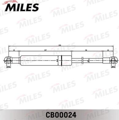 Miles CB00024 - Упор газовый кр. багажника AUDI 80-90 86-91 autodnr.net