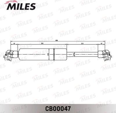 Miles CB00047 - Упор газовый кр. багажника VW T4 без зад. стеклоочистителя 92-03 autodnr.net