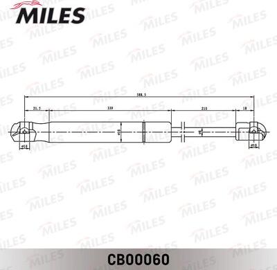 Miles CB00060 - Газова пружина, капот autocars.com.ua