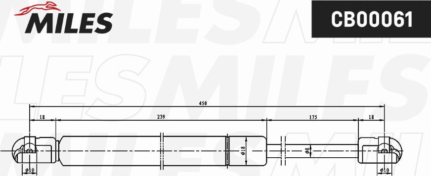 Miles CB00061 - Газовая пружина, упор avtokuzovplus.com.ua