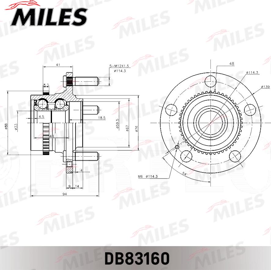 Miles DB83160 - Комплект подшипника ступицы колеса avtokuzovplus.com.ua