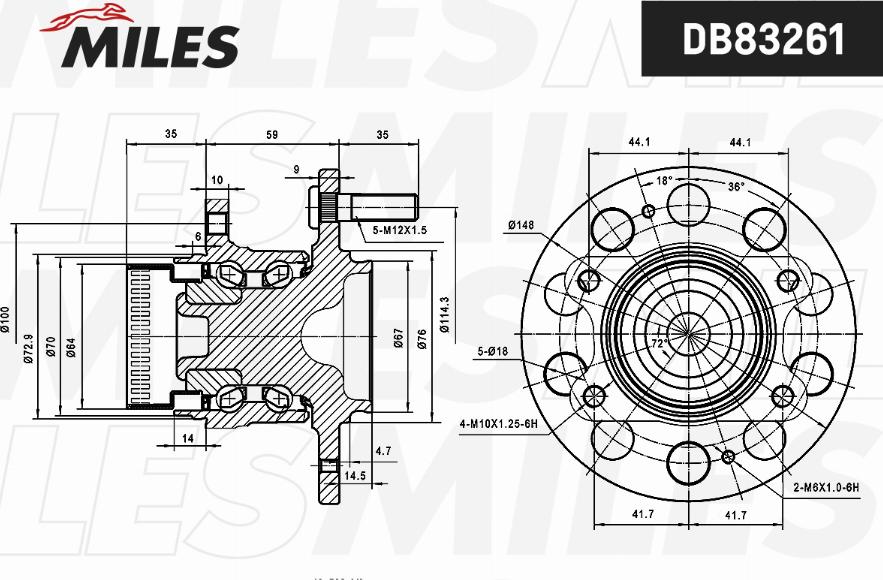 Miles DB83261 - Ступица колеса, поворотный кулак avtokuzovplus.com.ua