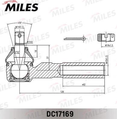 Miles DC17169 - Наконечник рульової тяги, кульовий шарнір autocars.com.ua