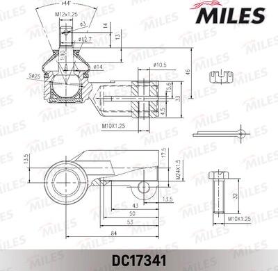 Miles DC17341 - Наконечник рульової тяги, кульовий шарнір autocars.com.ua